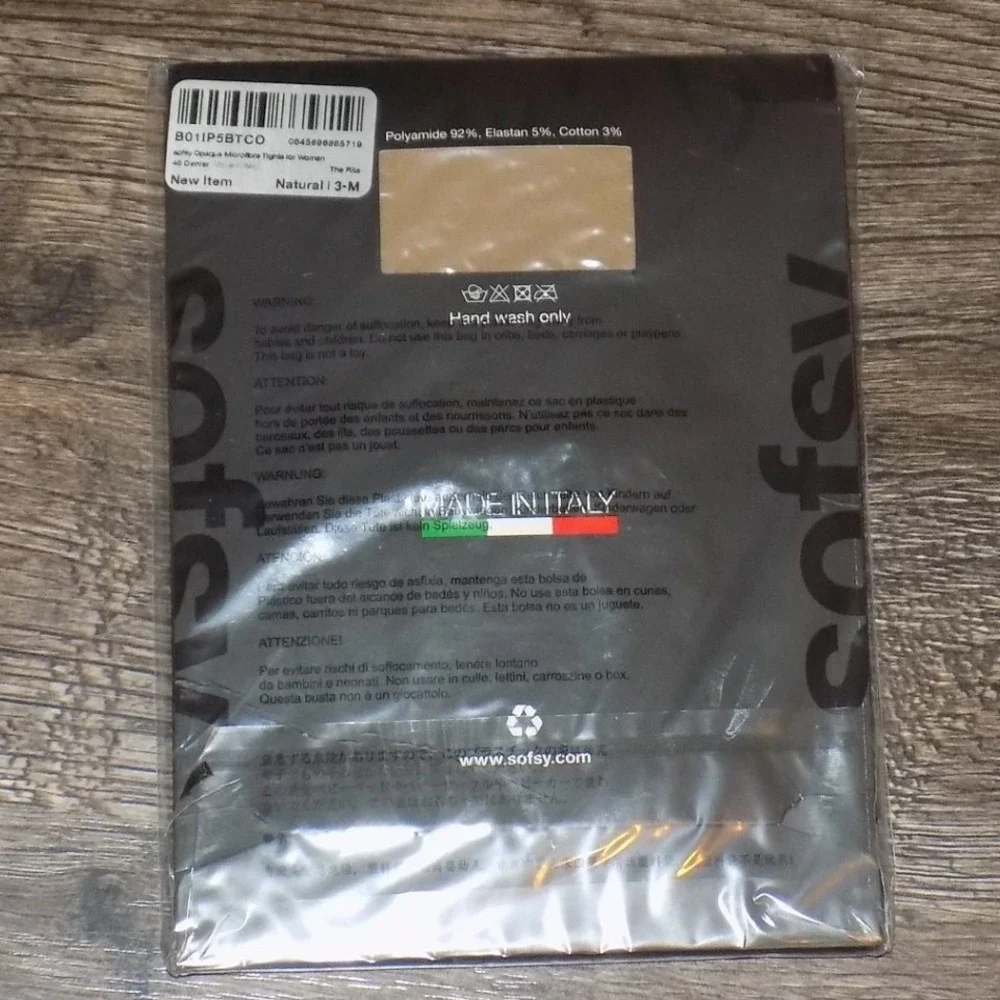 sofsy Microfibre Tights Women 3-M Natural NEW Opaque 40 Denier‎ Made in Italy